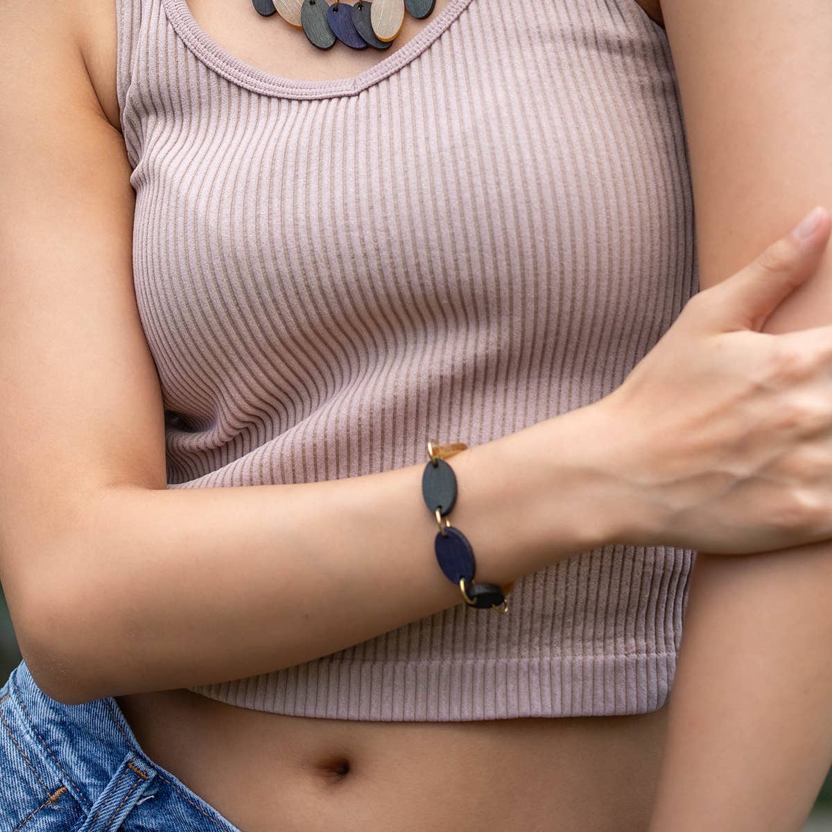 Omala Misty Greens Bracelet - Small Ovals with Toggle Clasp