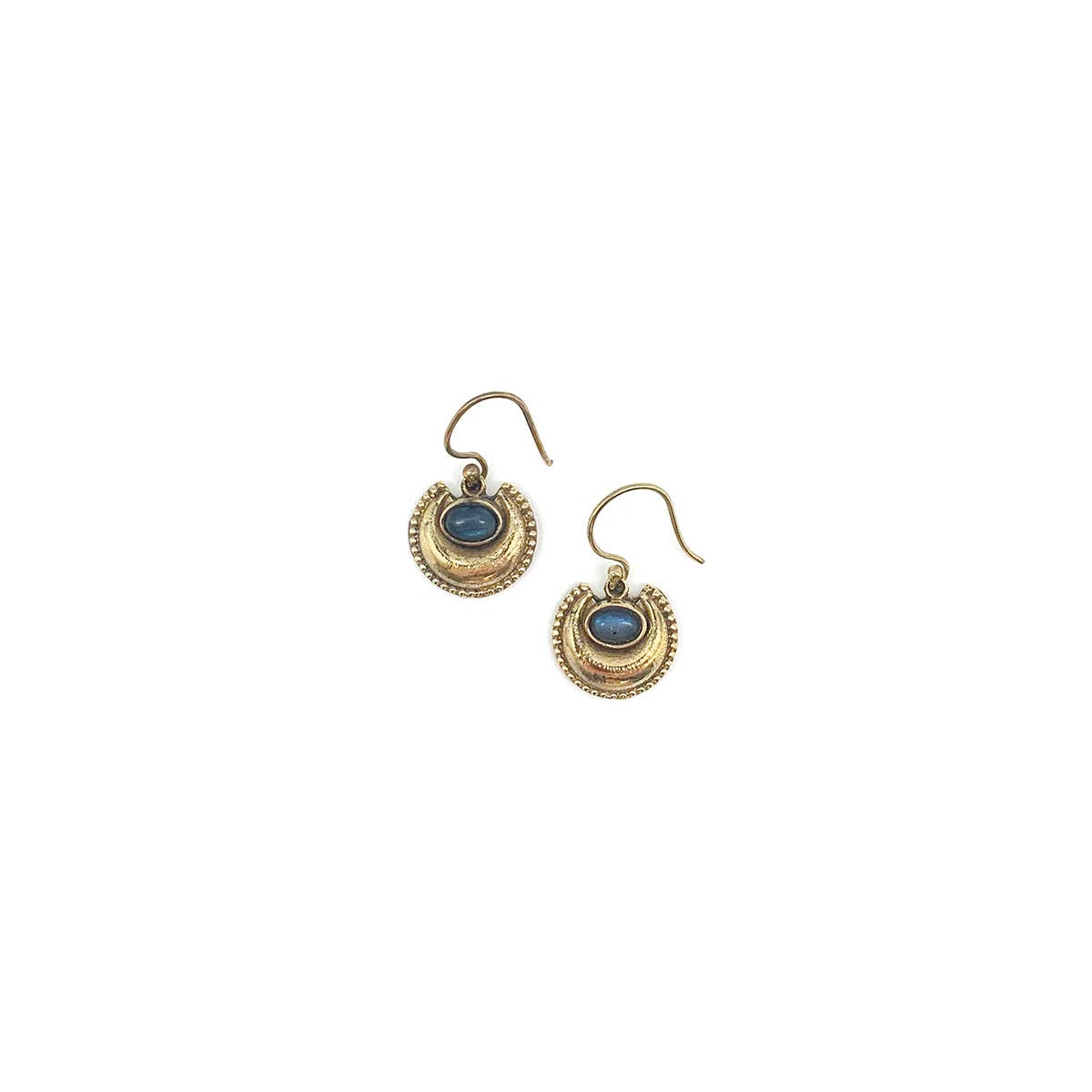 Tanvi Gold Smooth Crescent Moon with Labradorite Earrings