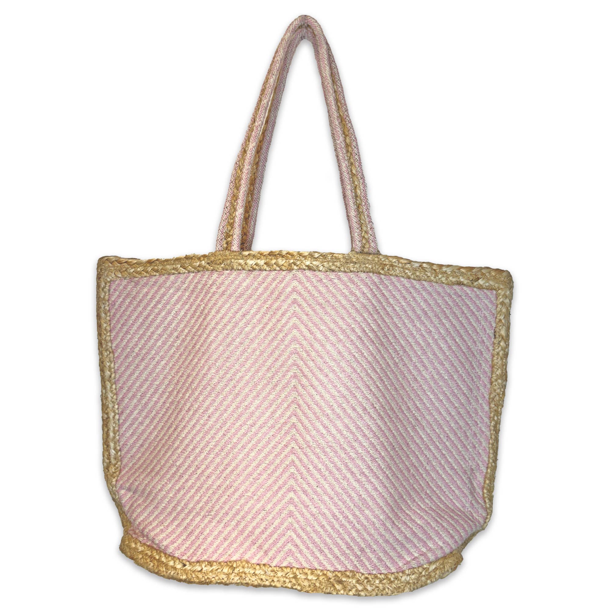 Anna Tote - Jute Tote with Pink Pattern