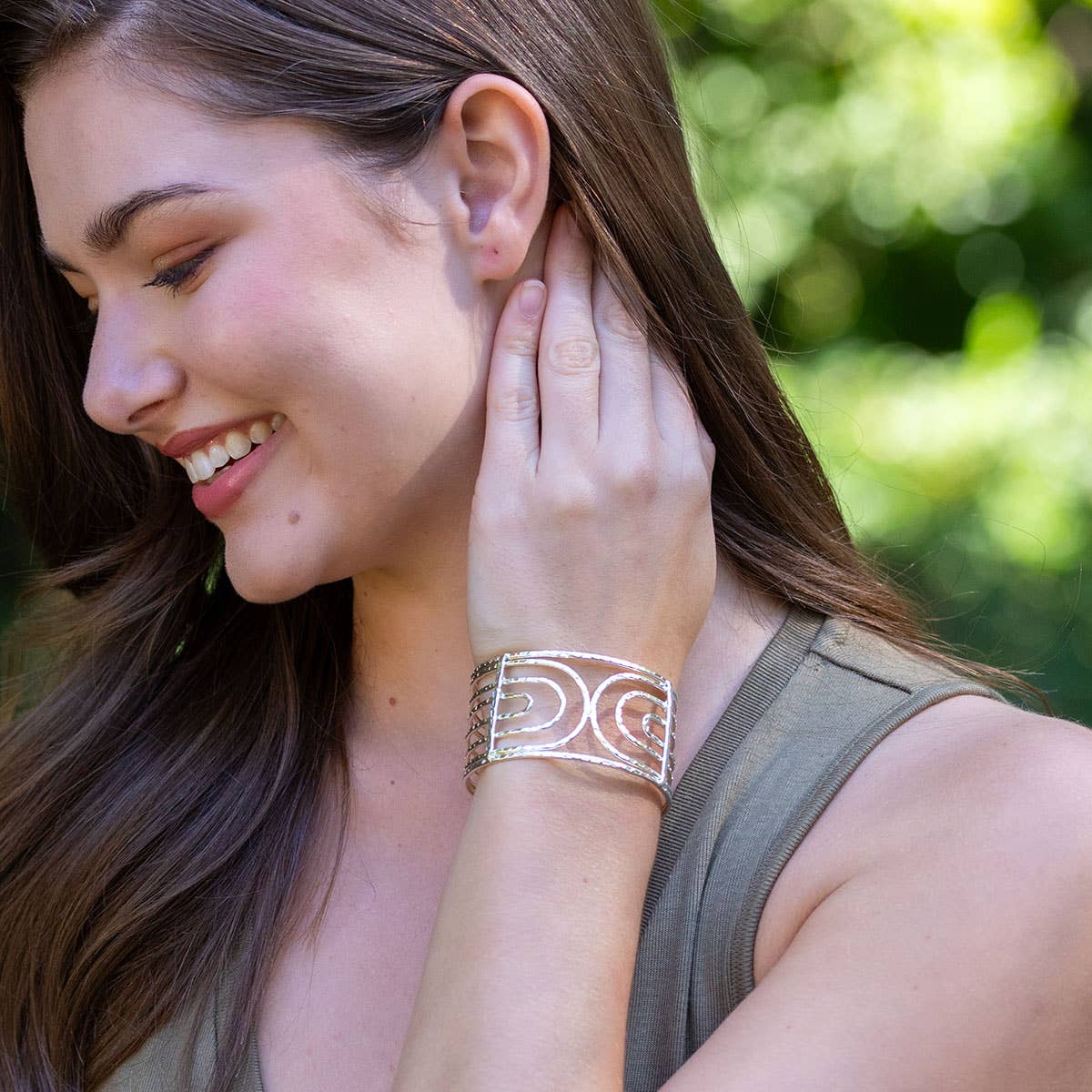 Handcrafted Sleek Lines Silver Cuff Bracelet