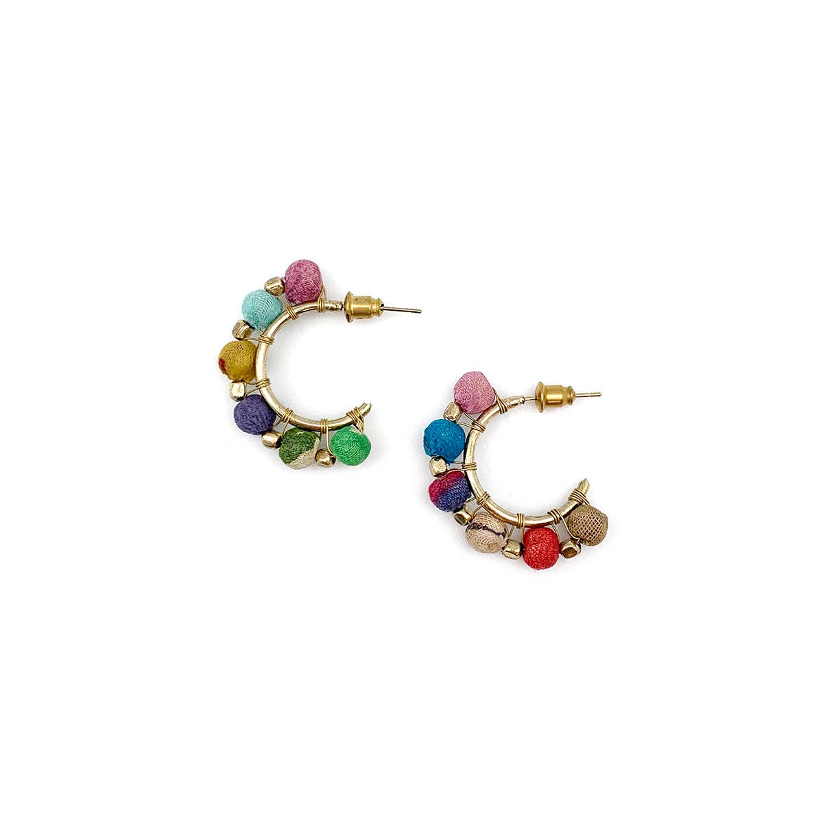 Aasha Small Round Beaded Hoop Earrings