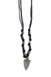 Aadi Smooth Arrowhead on Knotted Leather Men's Necklace