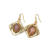 Mixed Metal and Rose Quartz Earrings