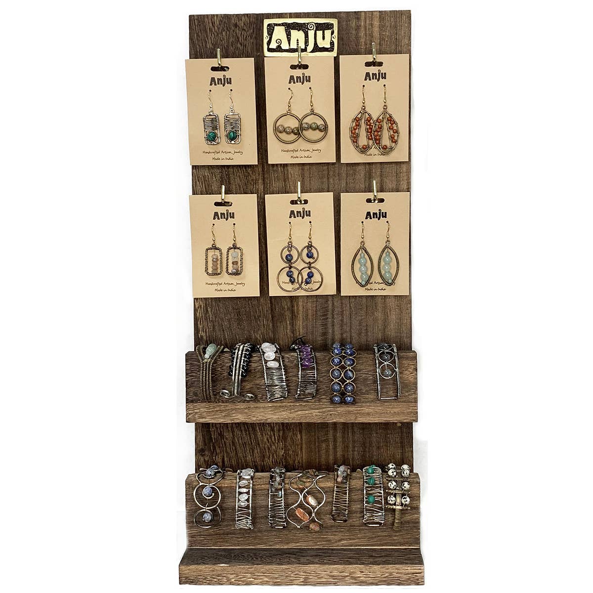 Wire-Wrapped Stone Earrings, Bracelets, and Display Prepack