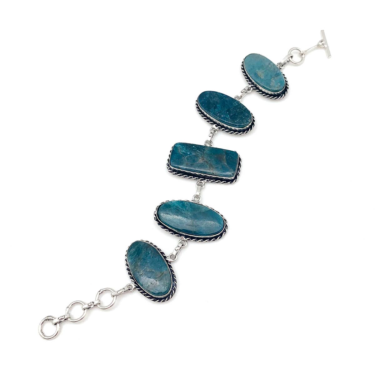 Handcrafted  Semiprecious Stone Link Bracelet - Apatite
