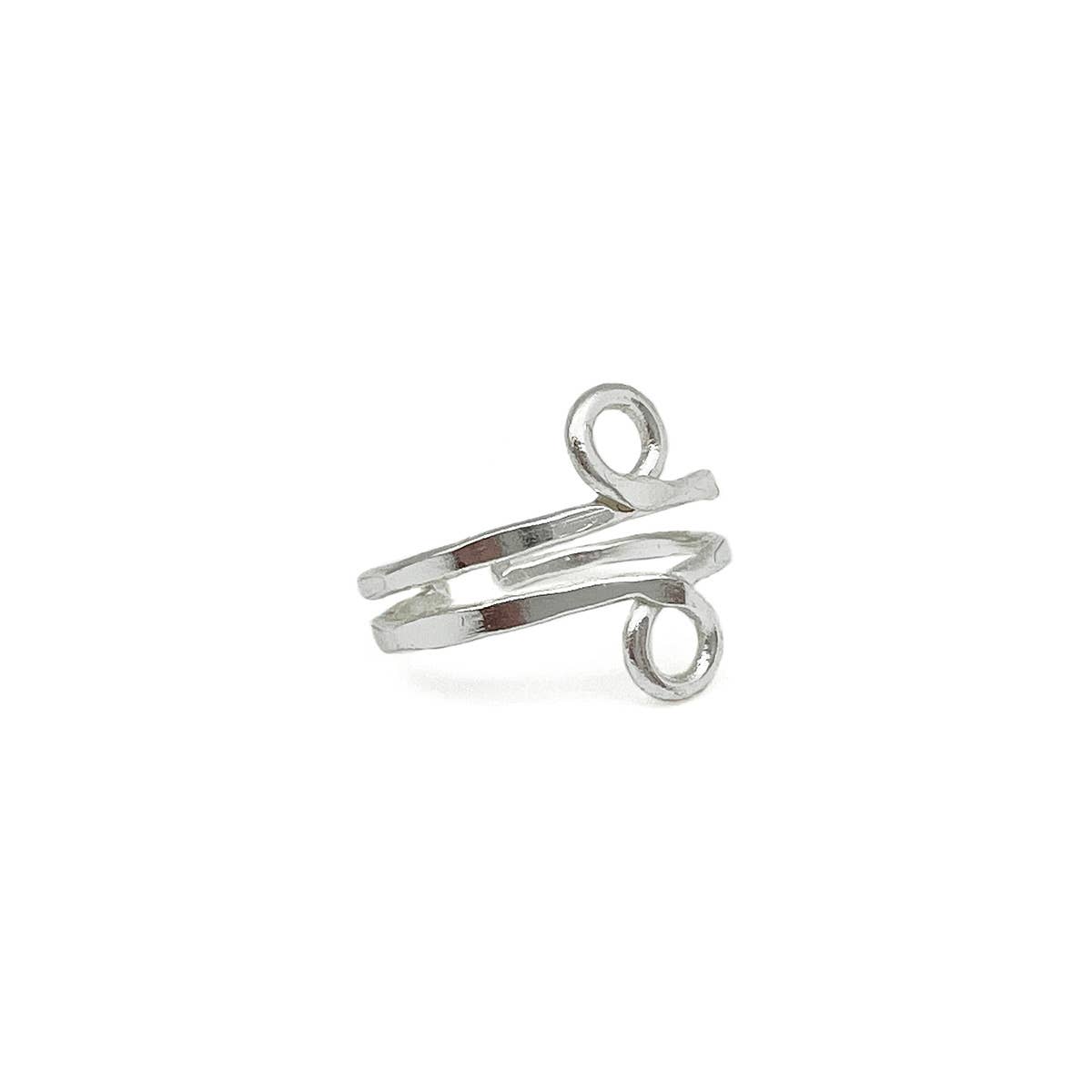 Silver Plated Adjustable Ring - Double Loop