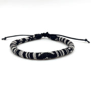 Aadi Black and White Woven Pull Tie Men's Bracelet