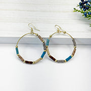 Aasha Monochrome Kantha Handcrafted Large Hoop Earrings