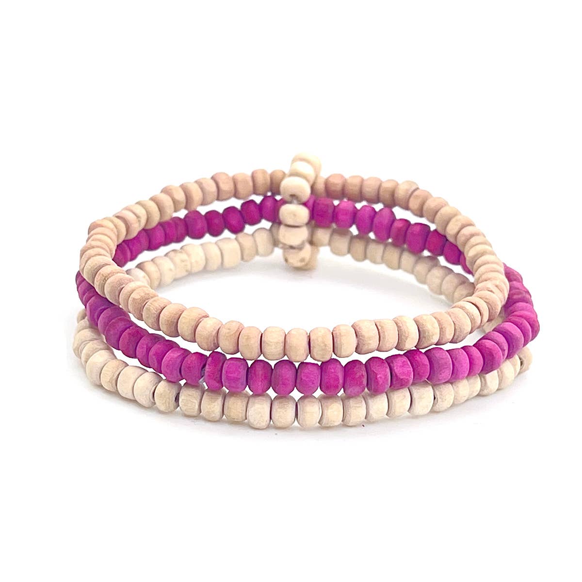 Prismatic Hues Stretch Bracelet - Peach, Fuchsia, White