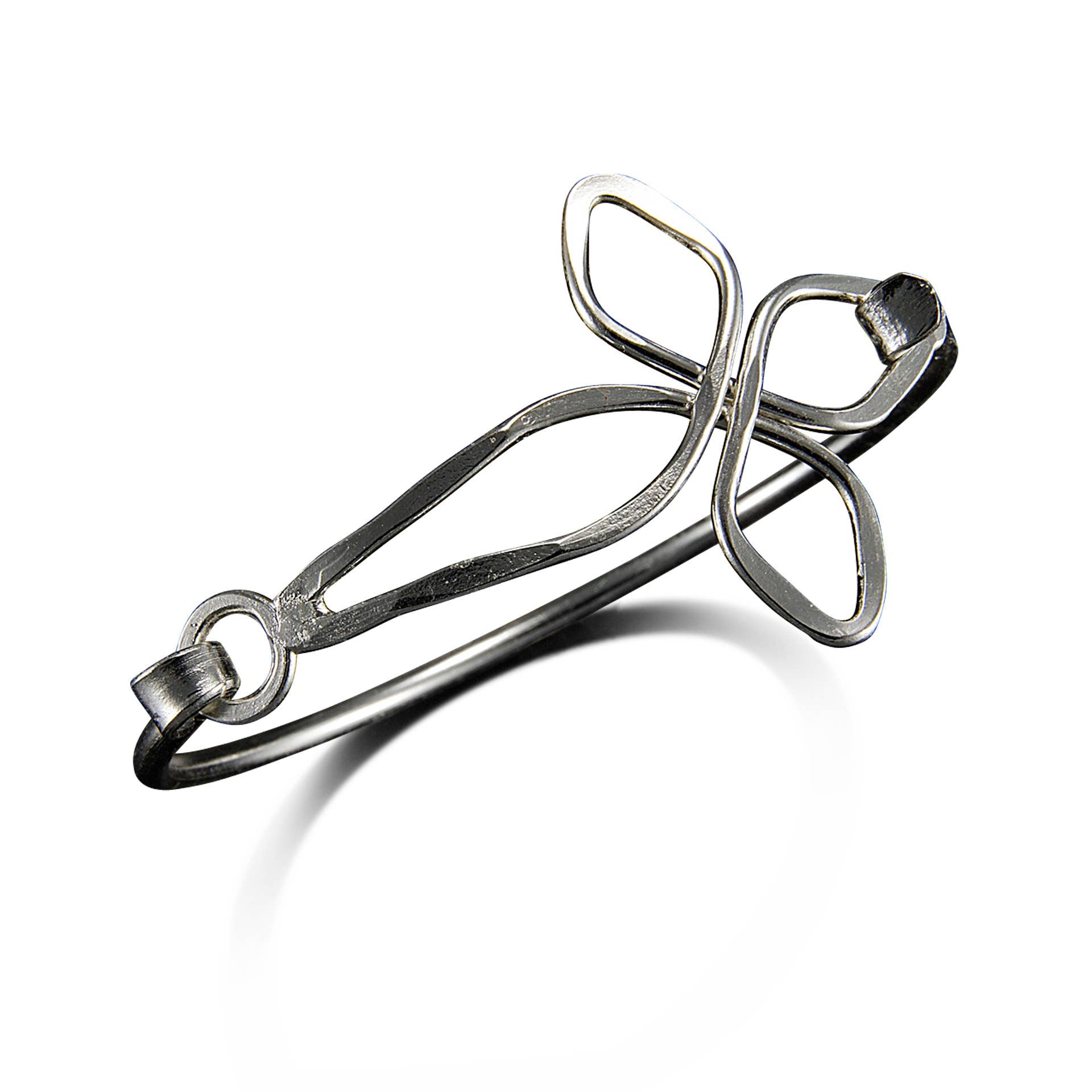 Silver Plated Bangle - Pointed Cross