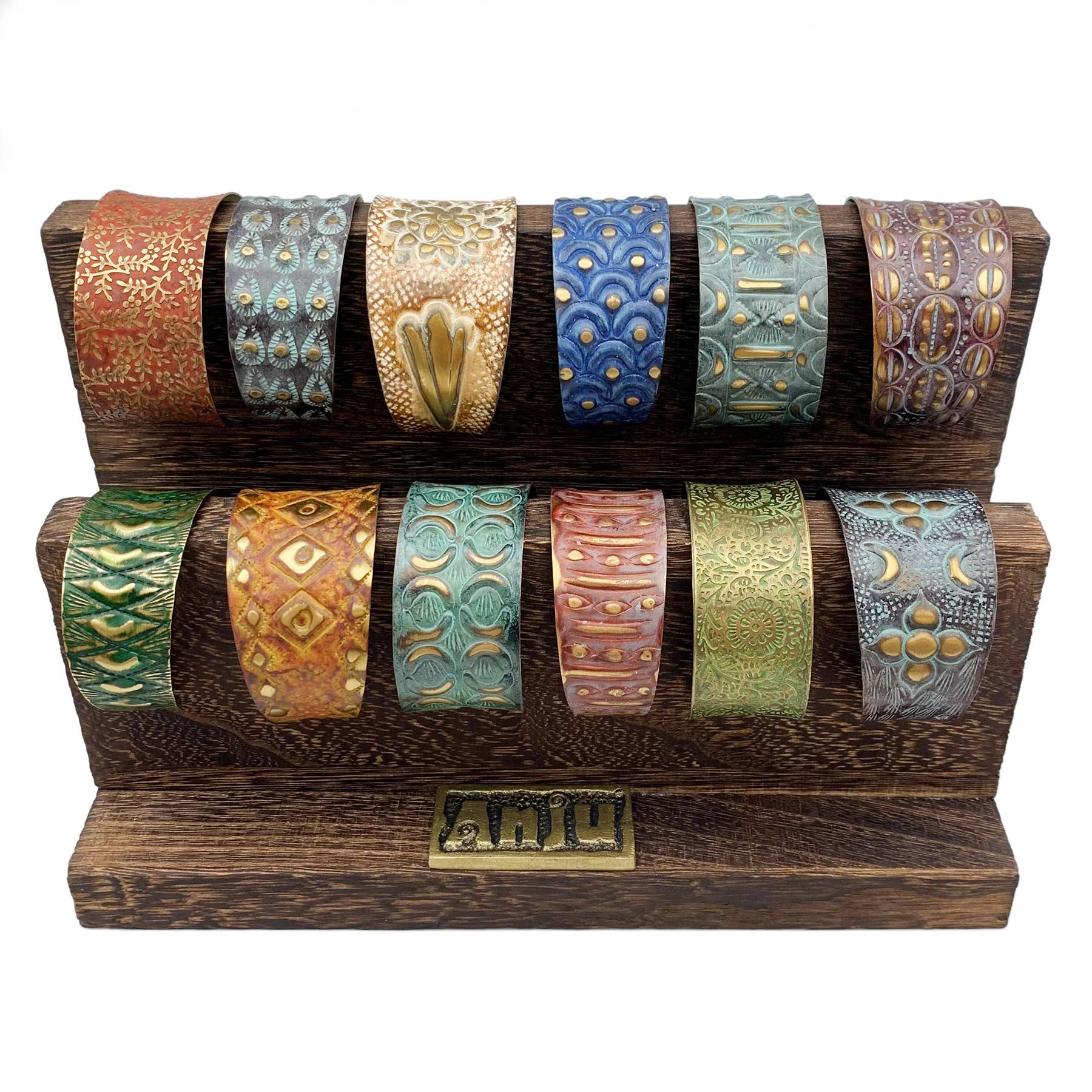 Brass Patina Bracelet Prepack - 12 Cuffs and Display