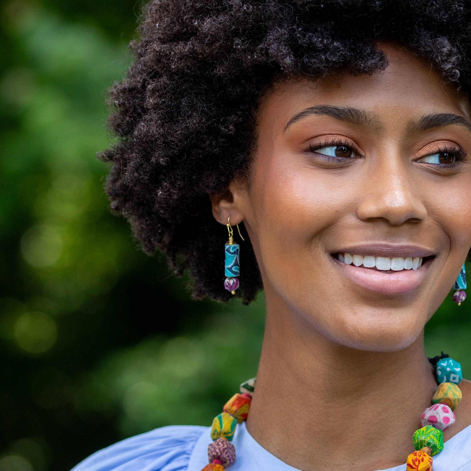 Aasha Long Oval Beaded Earrings