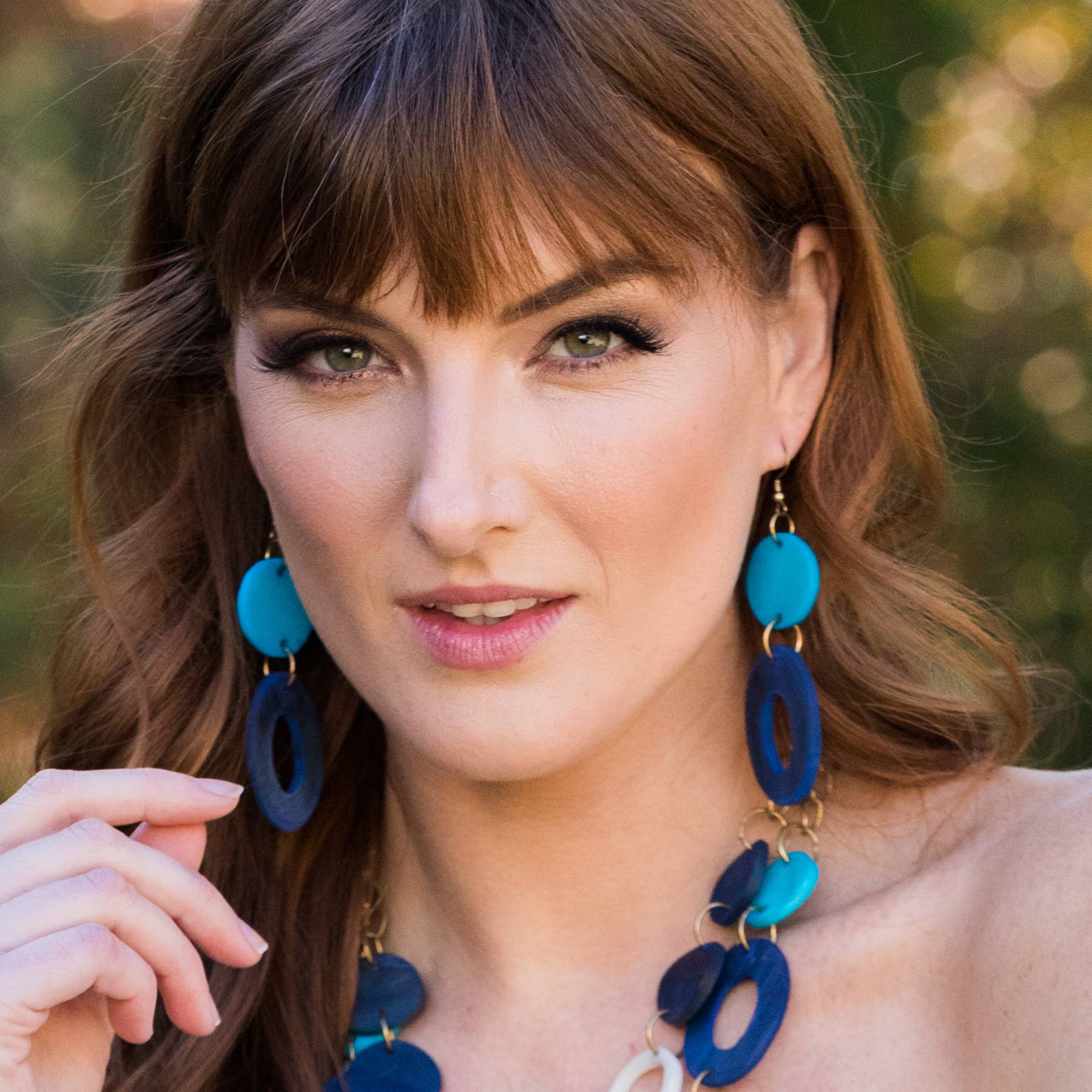 Omala Azure Coast Collection Earrings - Disc and Oval Beads