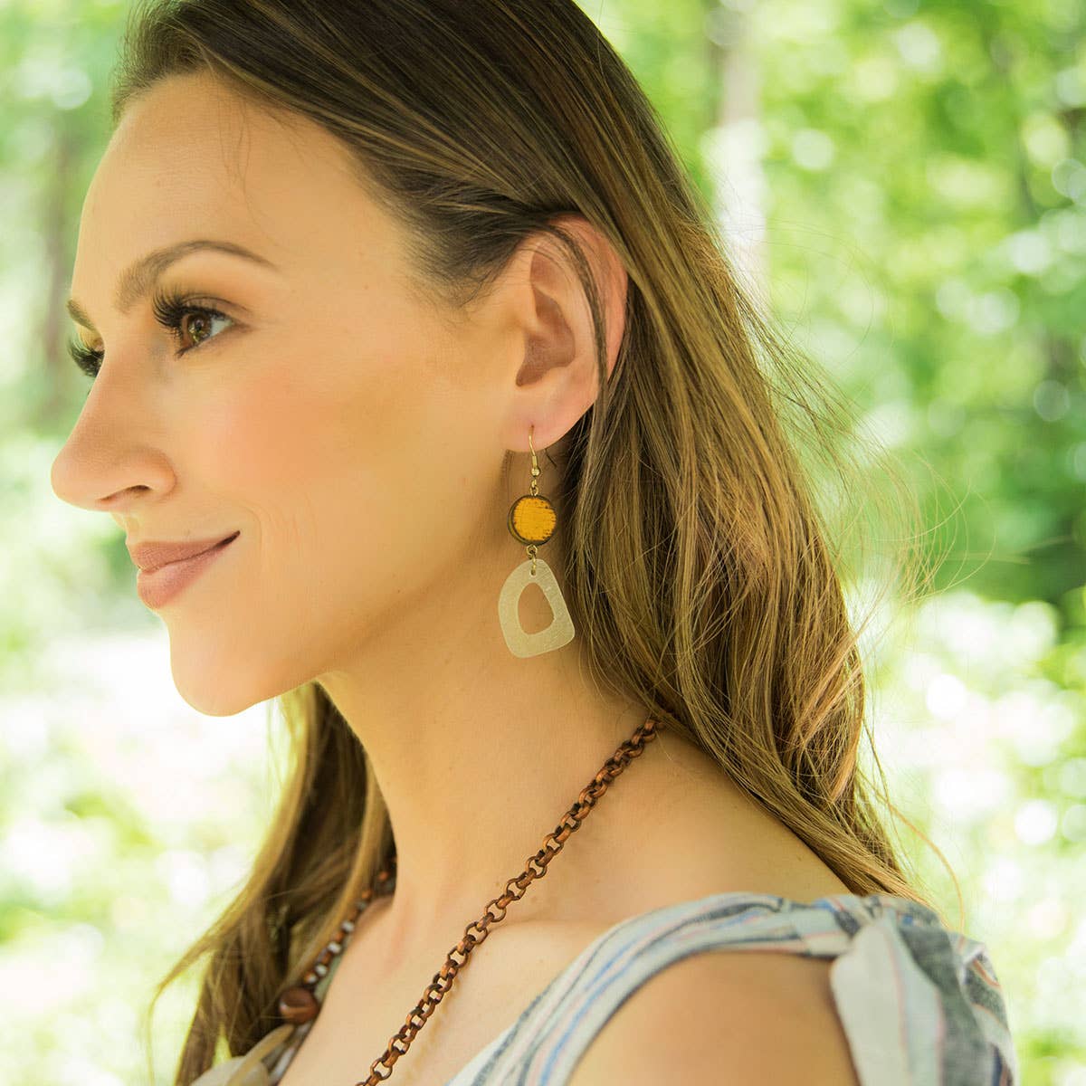 Omala Autumn Neutrals Collection Earrings - Two Beads