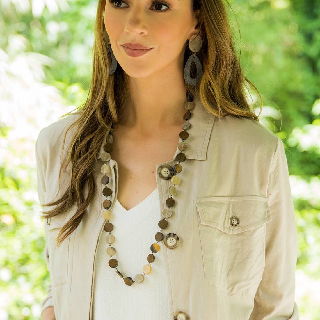 Omala Autumn Neutrals Collection Necklace - Long Round Beads