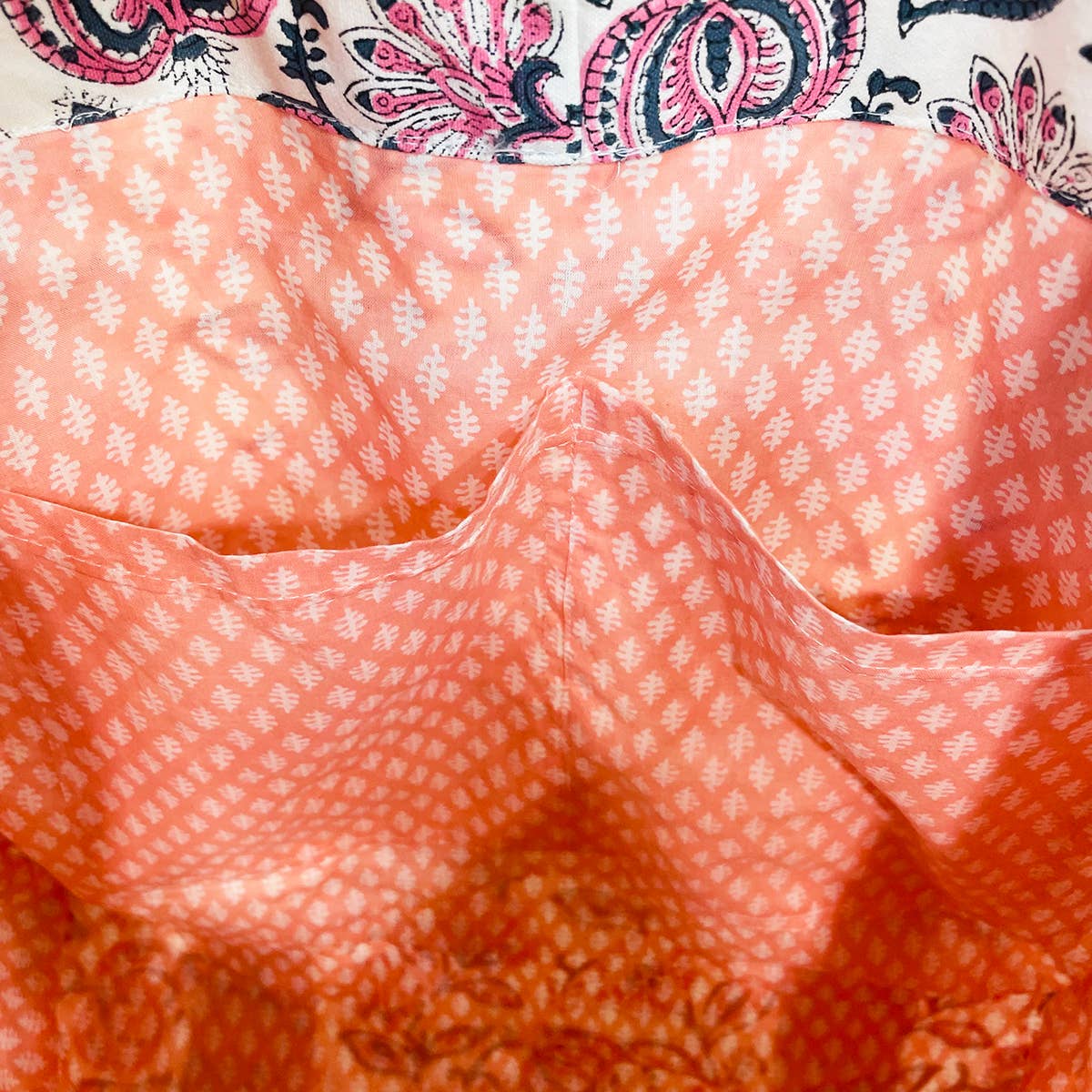 Handcrafted Canvas Bag with Block-Printed Blossoms in Violet