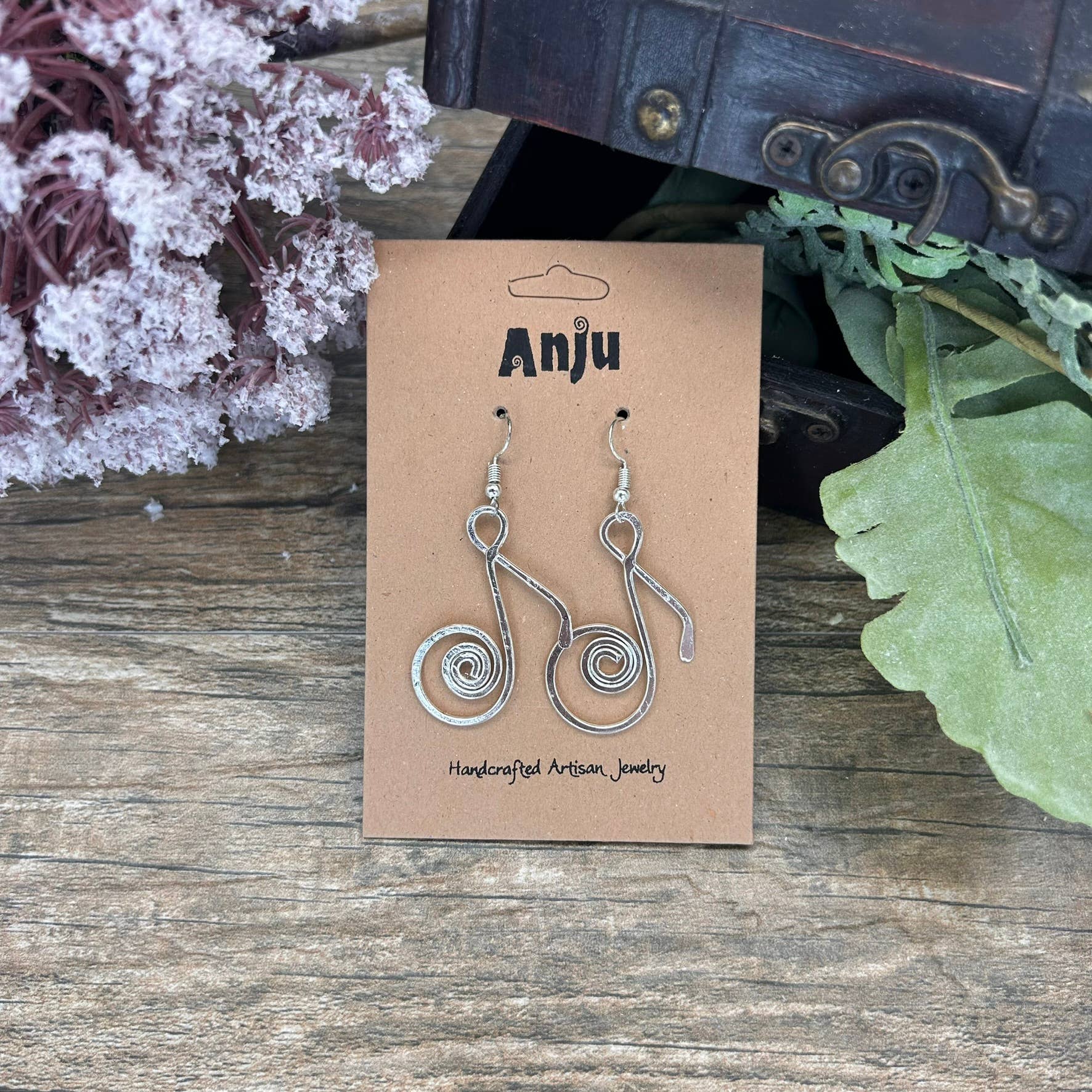 Silver Plated Earrings - Music Note