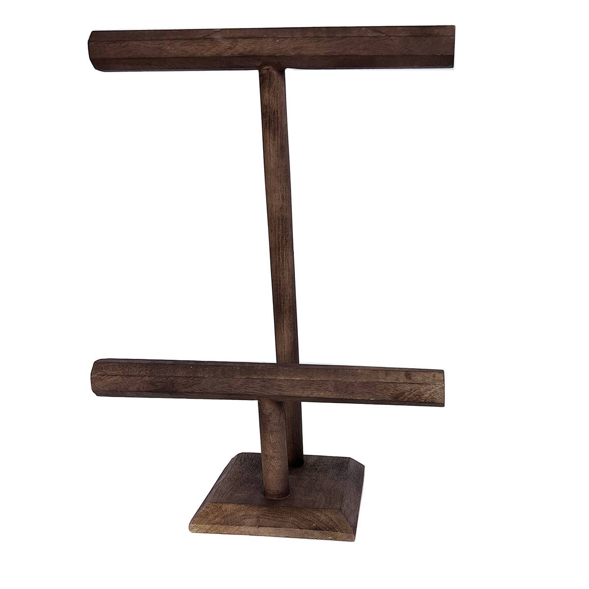 Tall Dual Hexagon T-Bar Wooden Display - Brown