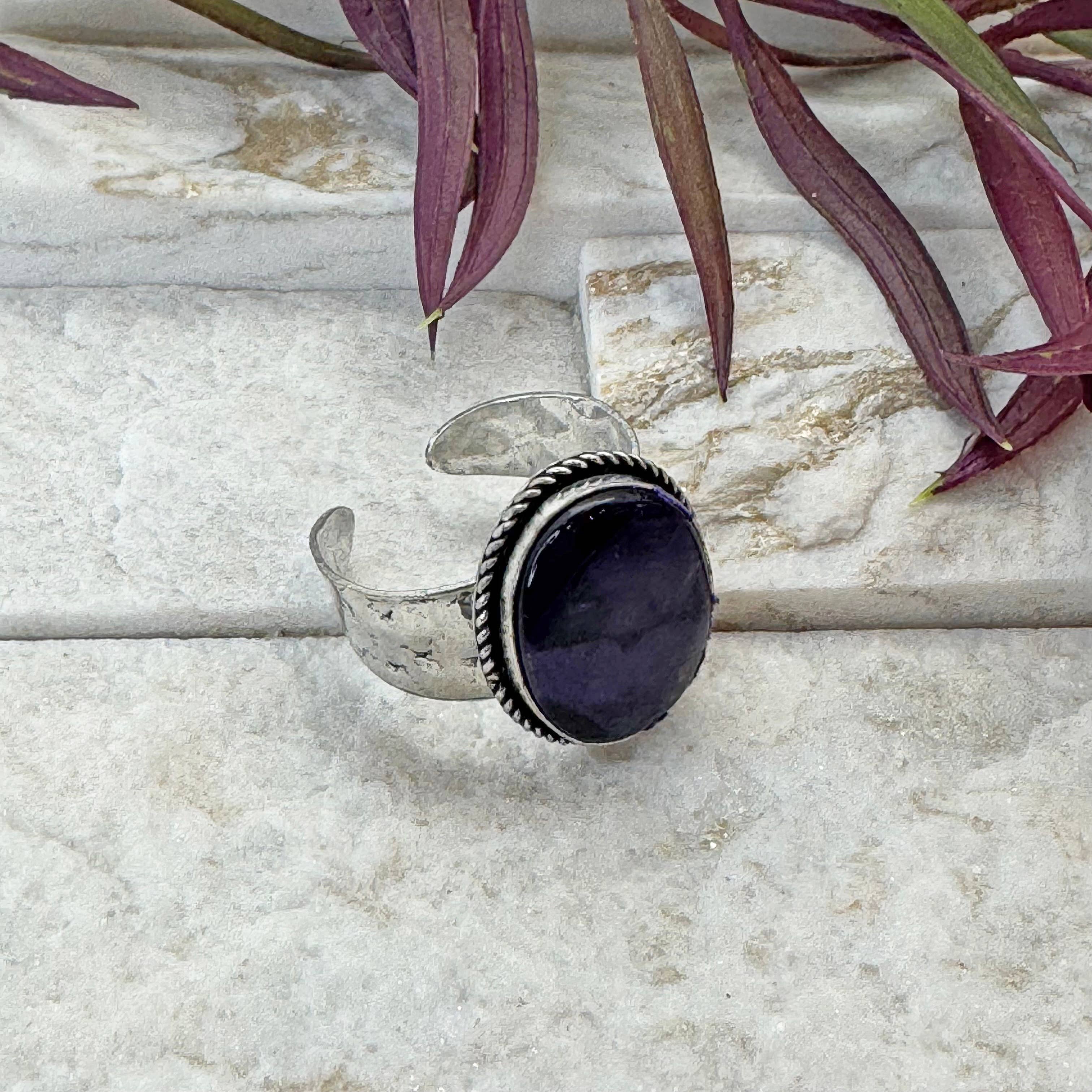 Handcrafted Kashi Semiprecious Stone Ring - Amethyst
