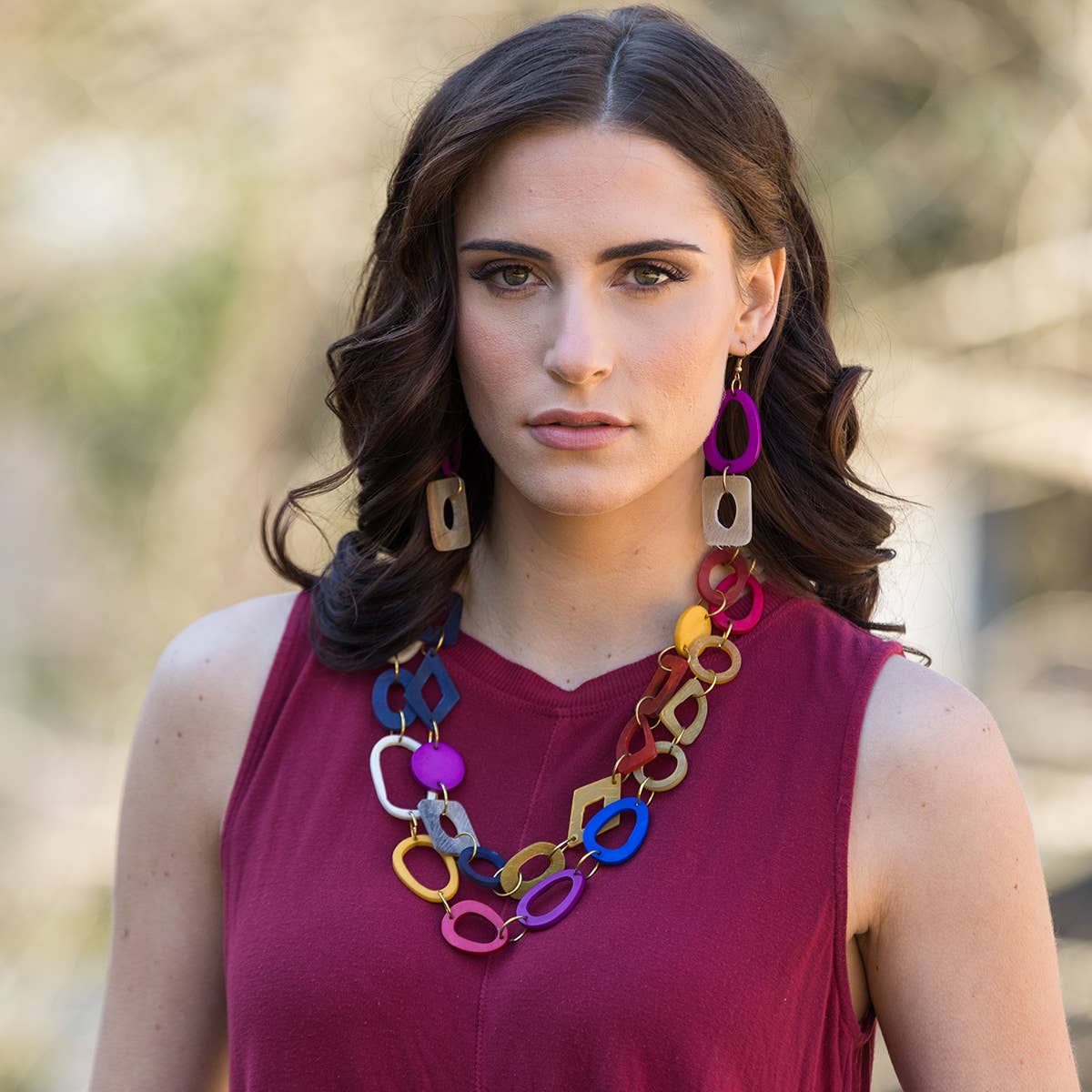 Omala Bold & Brash Collection Necklace - 2 Layer Mixed Beads