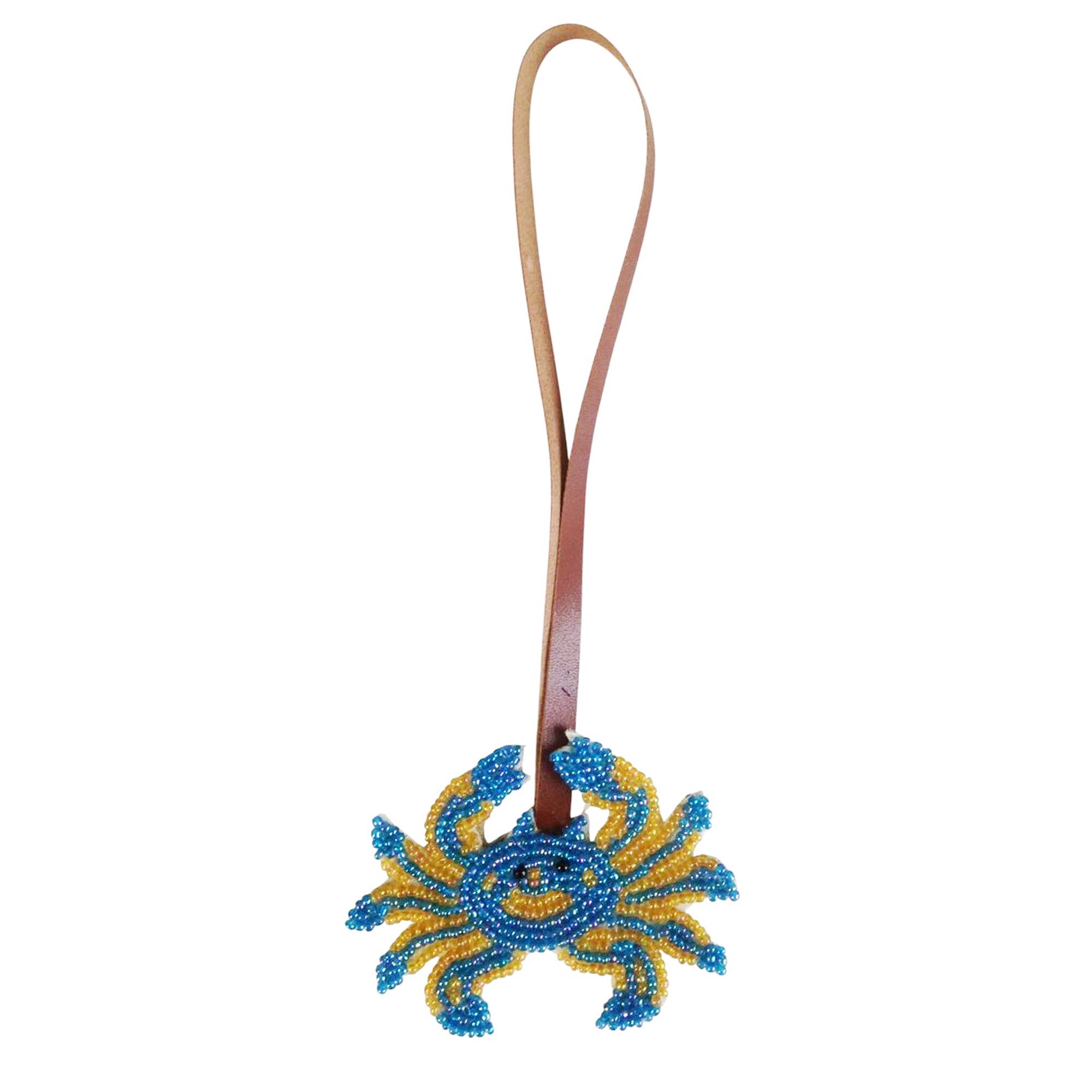 Seed Bead Blue Crab Bag Charm