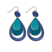 Brass Patina Earrings - Blue and Indigo Layers