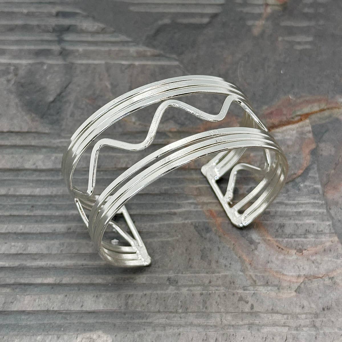 Handcrafted Zigzag Silver Cuff Bracelet