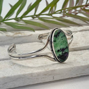 Handcrafted Kashi Semiprecious Stone Cuff - Ruby Zoisite