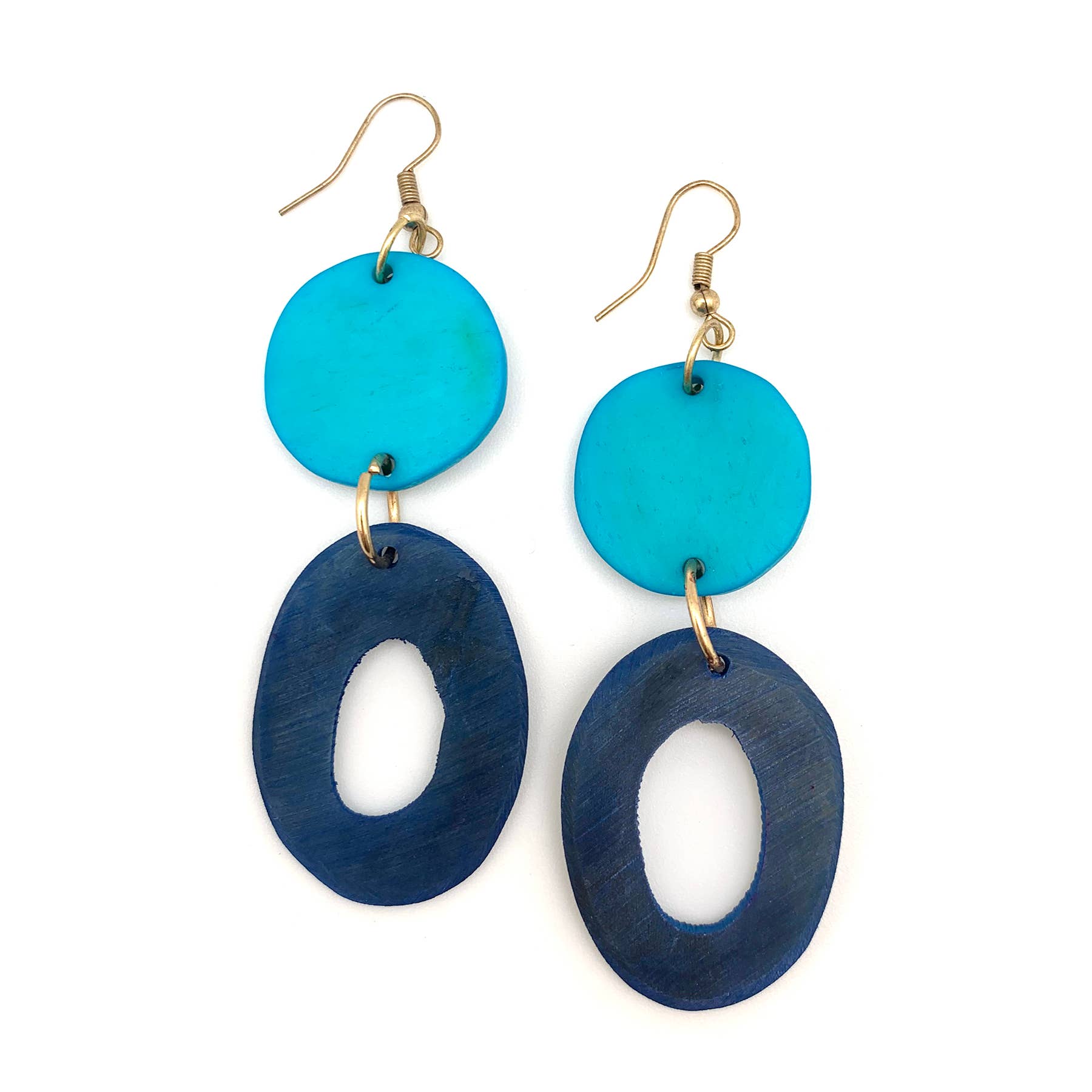 Omala Azure Coast Collection Earrings - Disc and Oval Beads