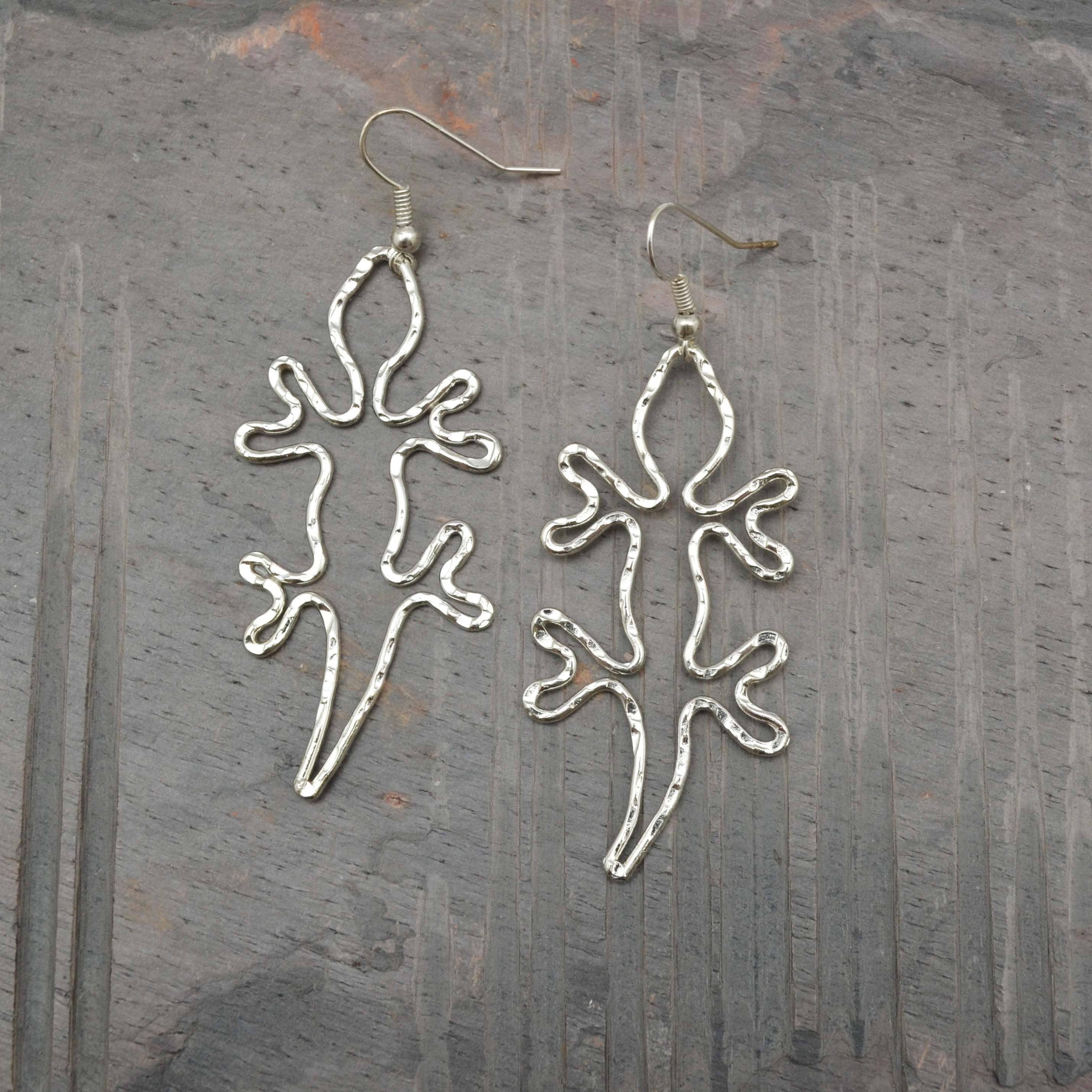 Silver Plated Earrings - Gecko
