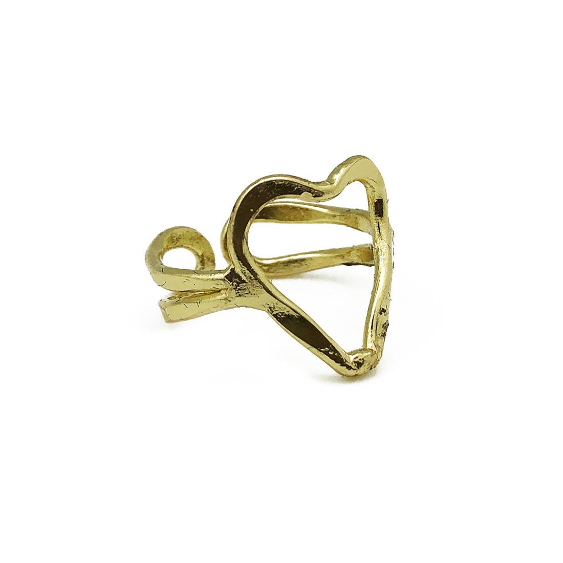 Gold Plated Adjustable Ring - Open Heart