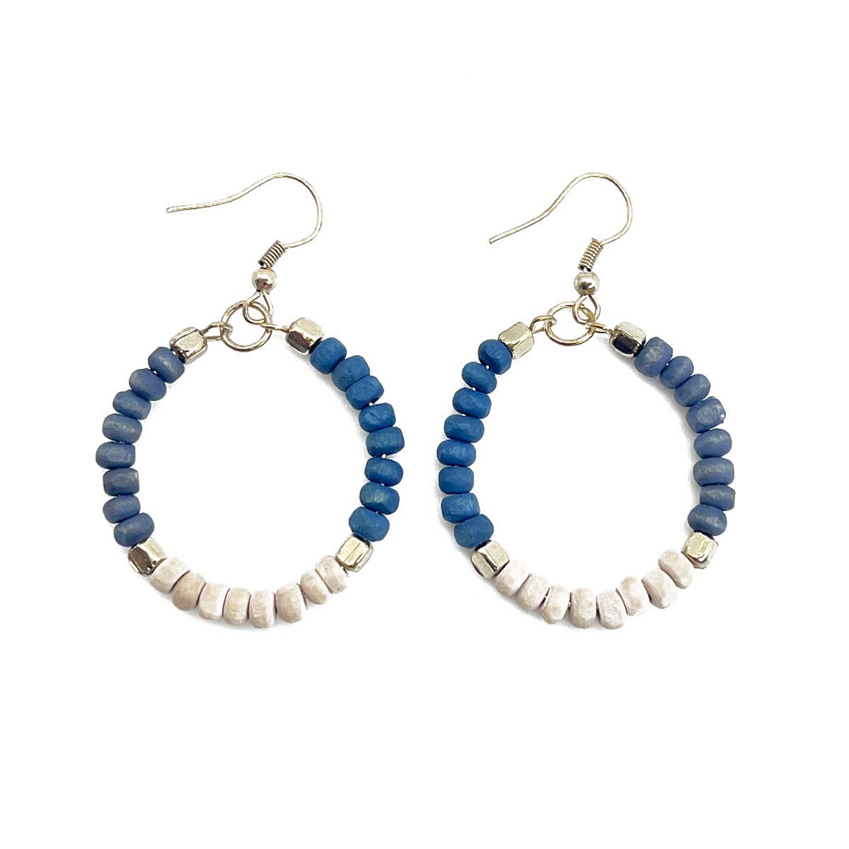 Prismatic Hues Hoop Earrings - Blue, Navy, White