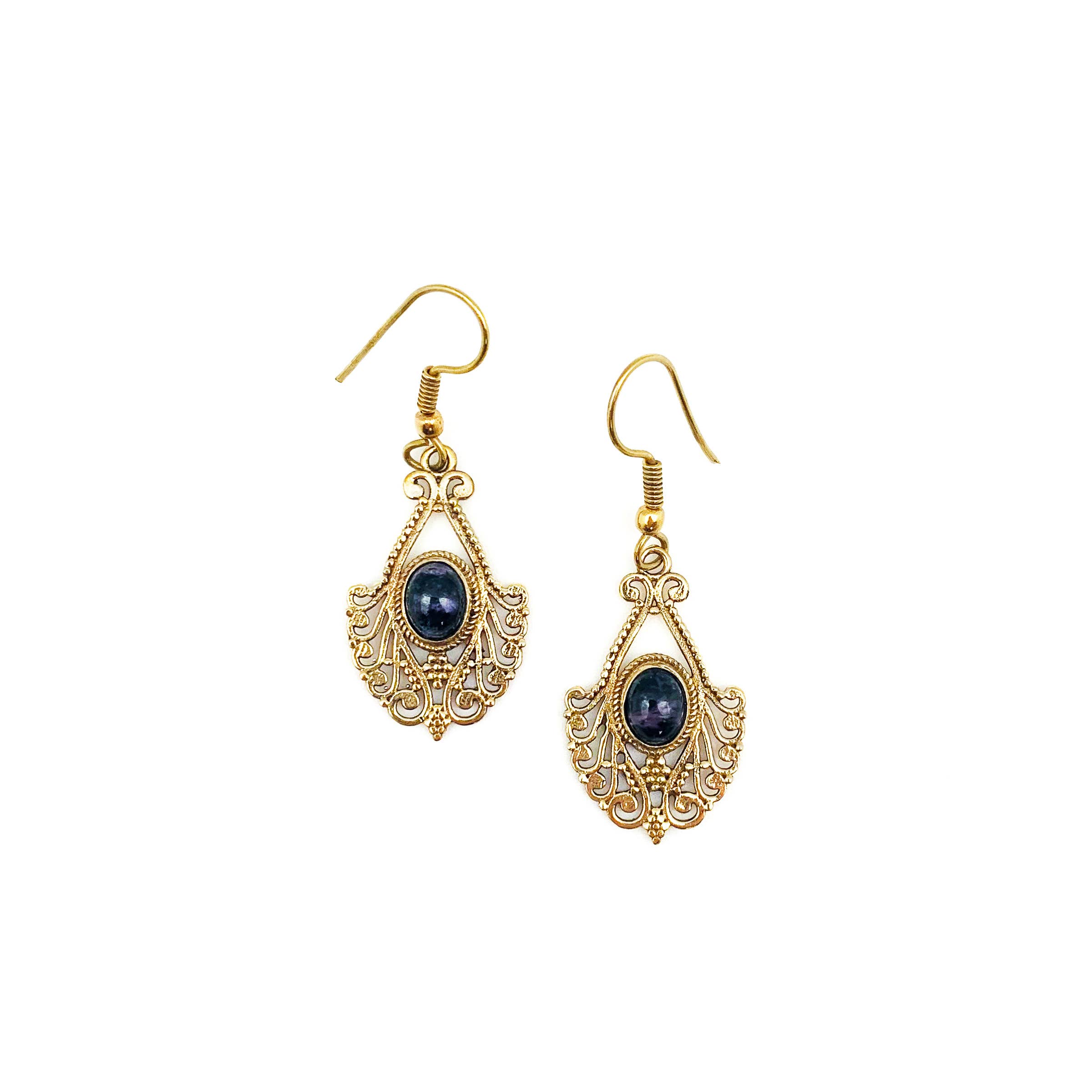 Tanvi Collection Earrings - Gold Chandelier with Chaorite