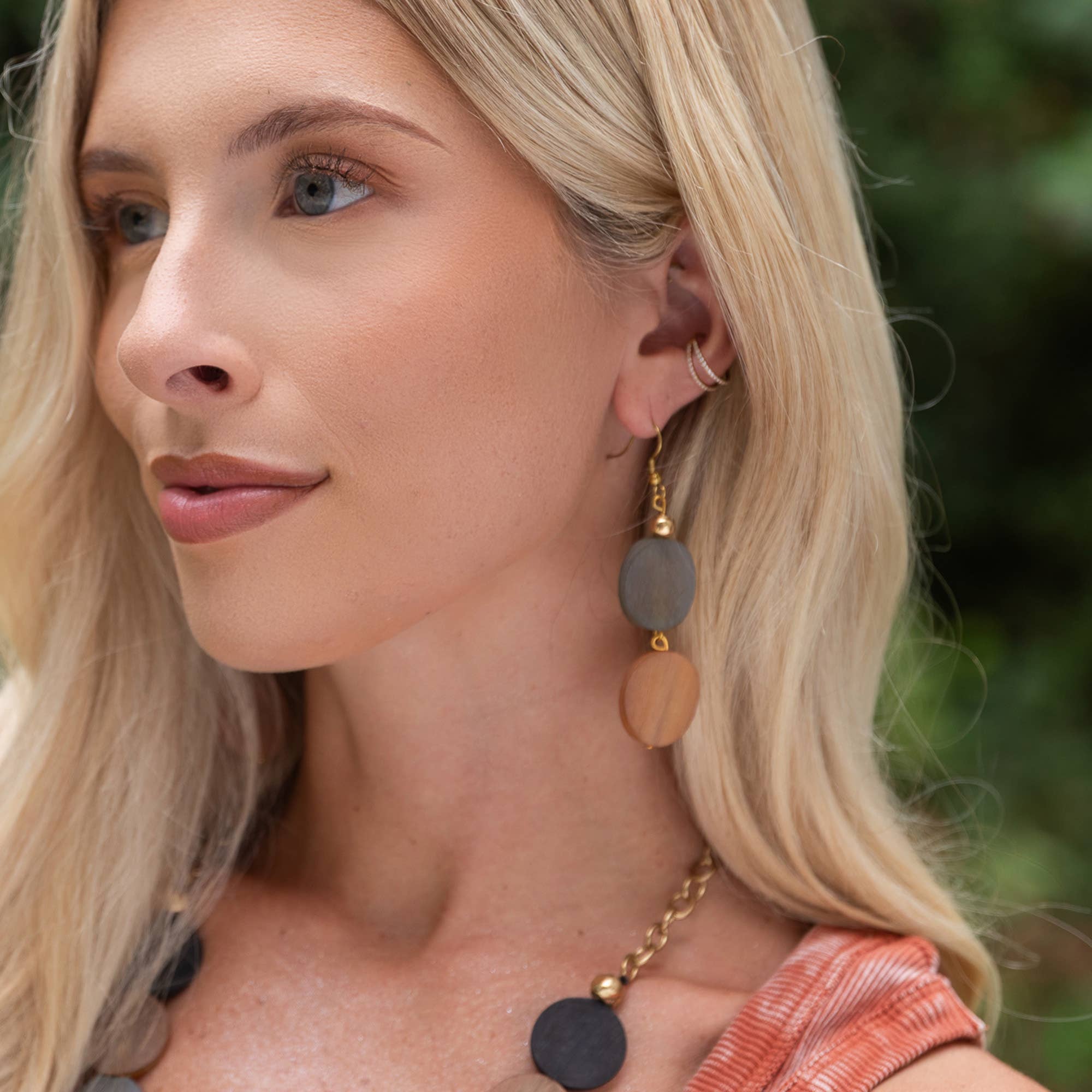 Omala Autumn Neutrals Earrings - Double Circle