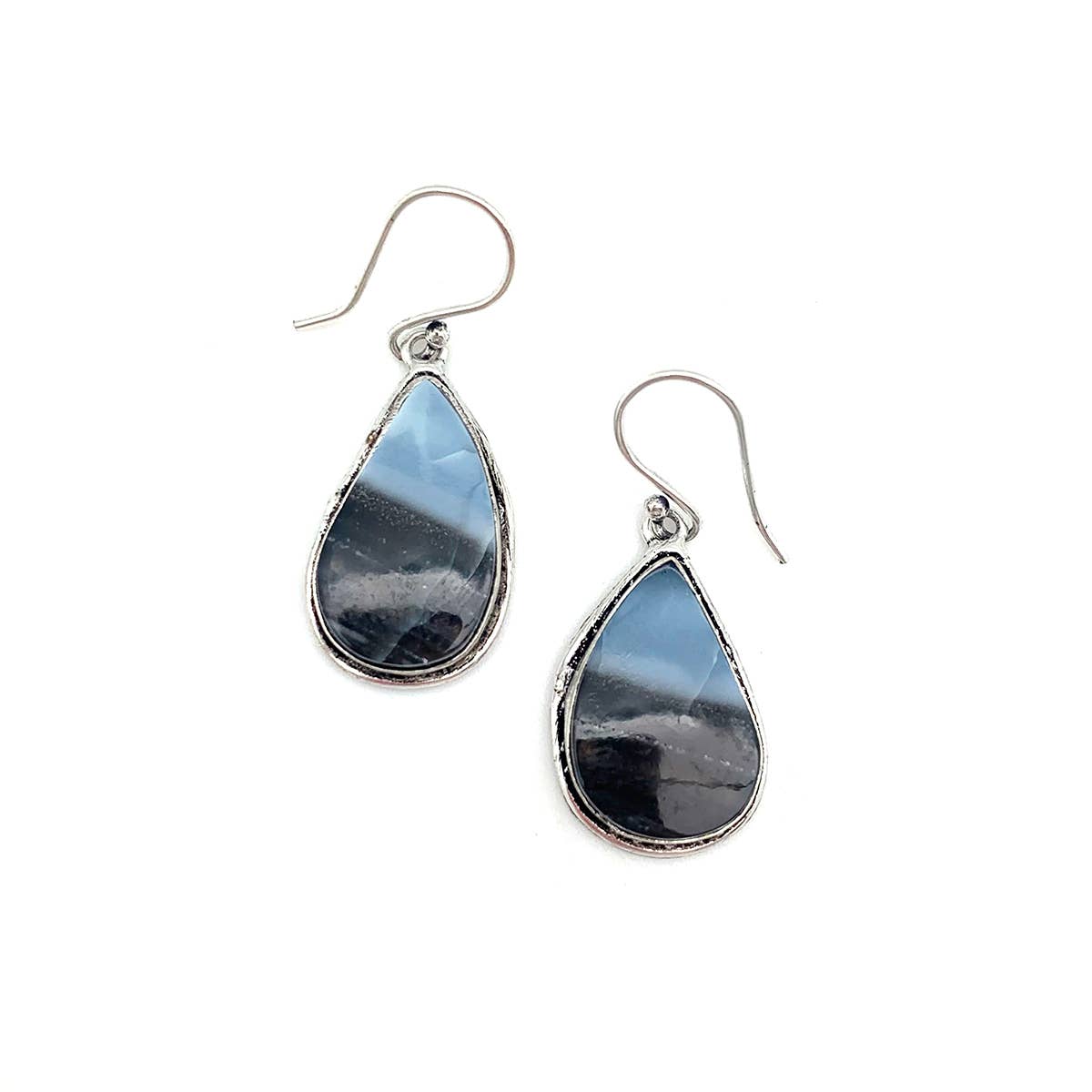 Handcrafted Kashi Semiprecious Stone Earrings - Blue Opal
