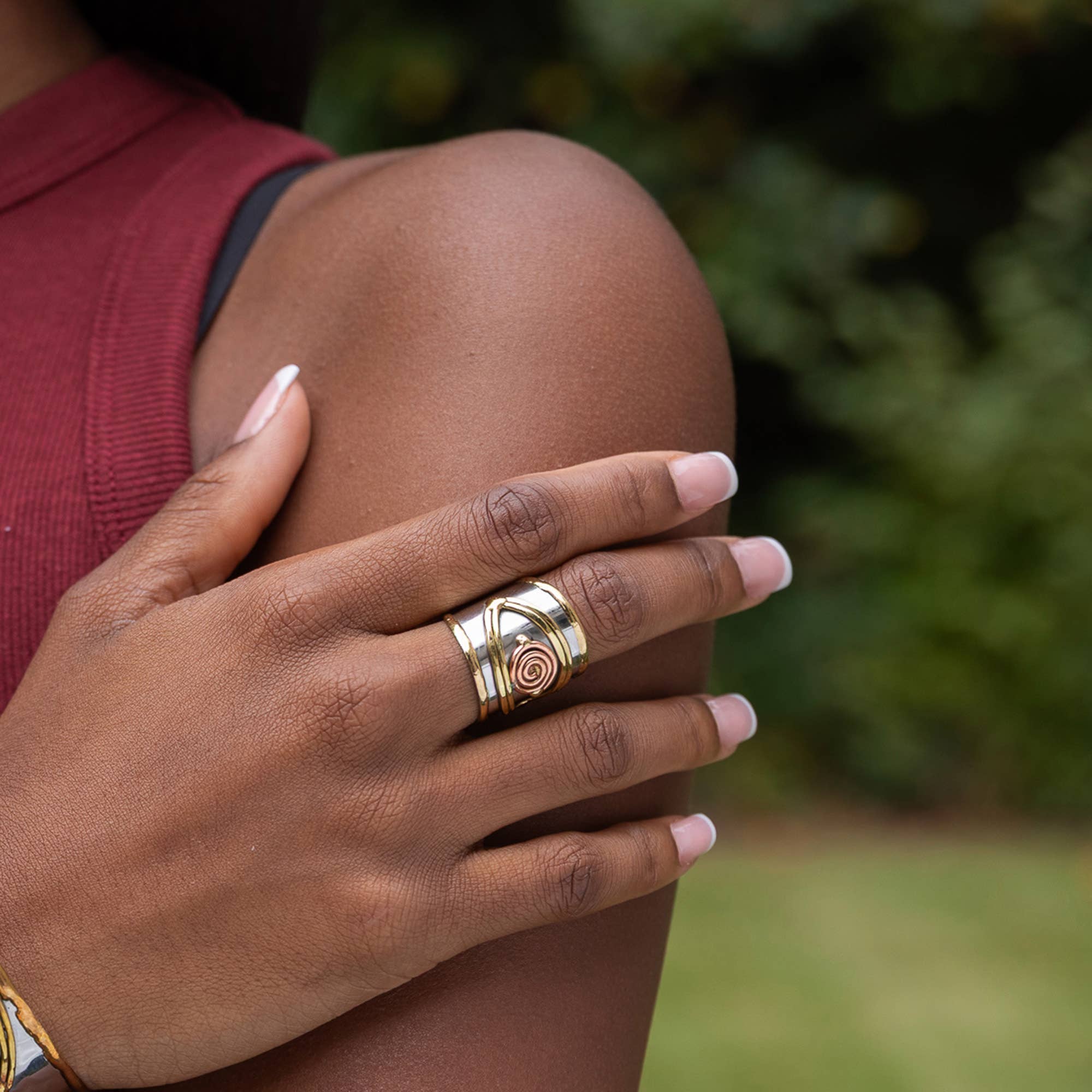 Handcrafted Mixed Metal Eyes Ring