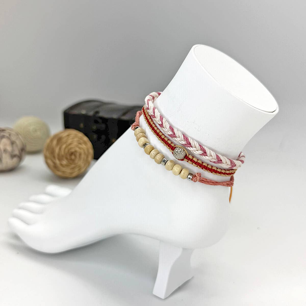 Weave & Wander Sunset Bead Trio Anklet