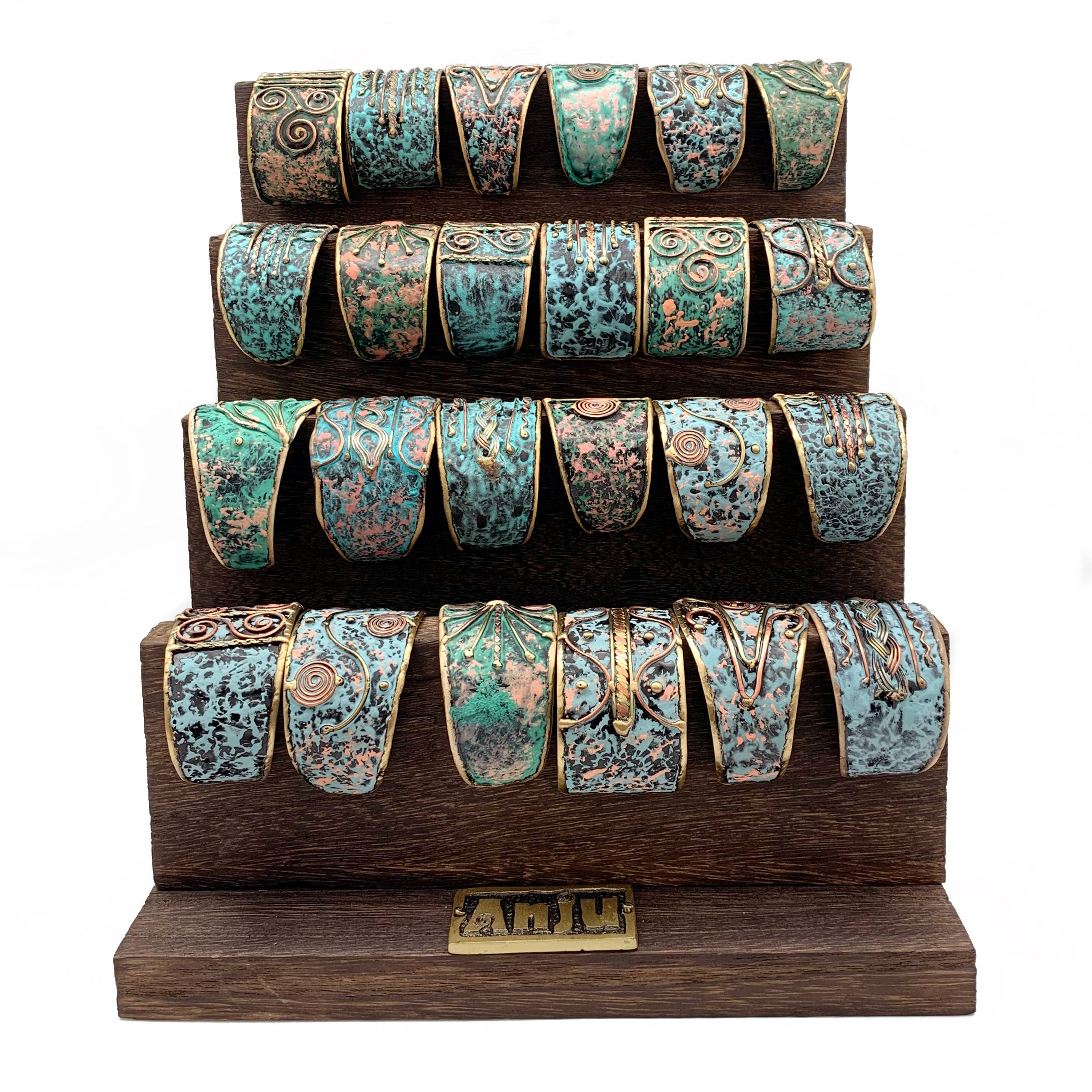 Four-Tier Wooden Cuff Bracelet Display