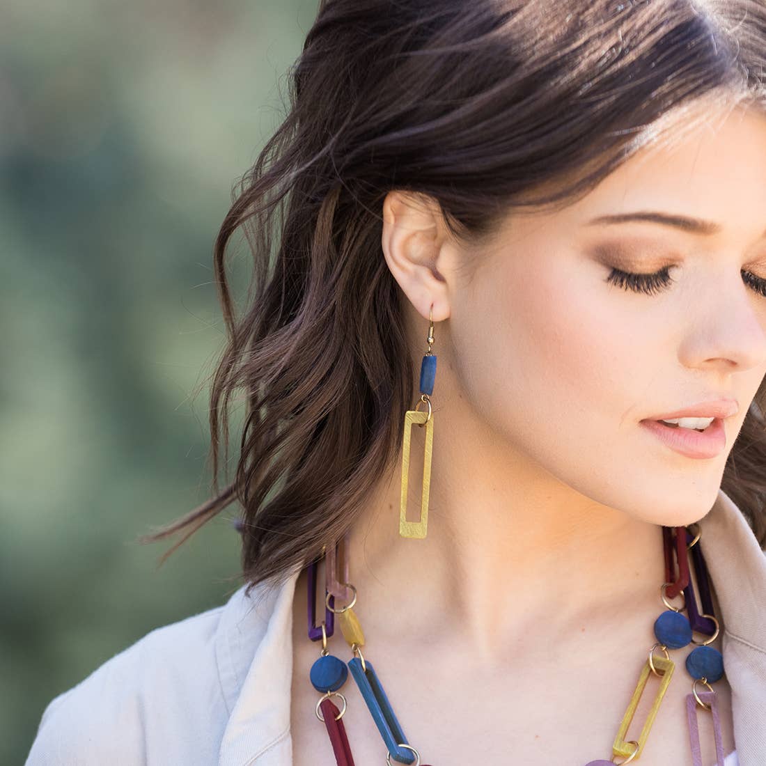 Omala Bold & Brash Collection Earrings - Dot and Rectangle