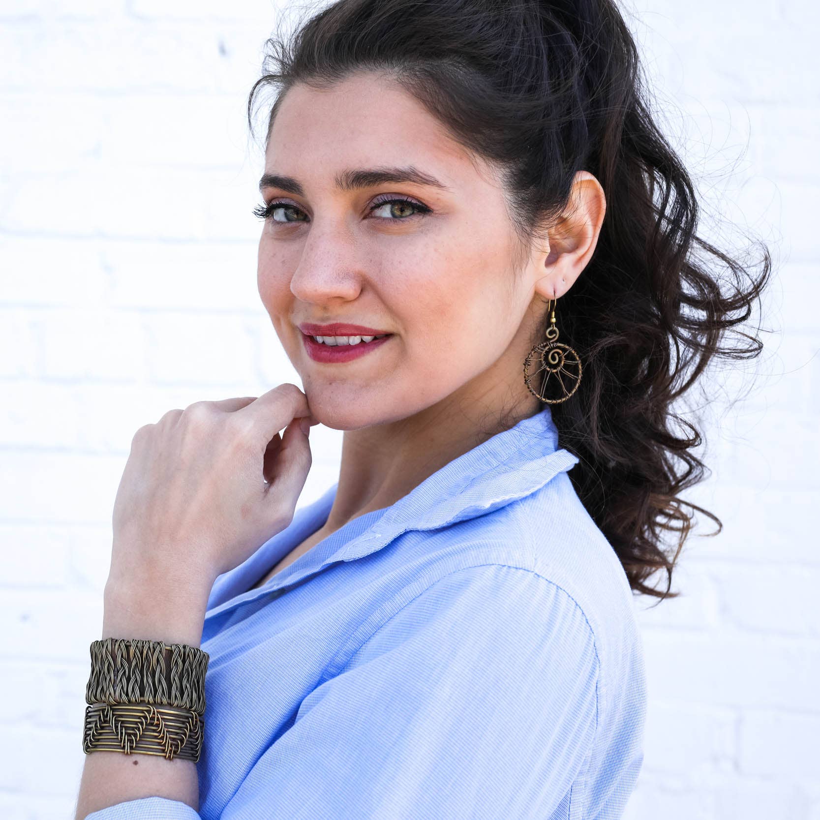 Basketweave Antique Brass Vertical Braided Rows Cuff