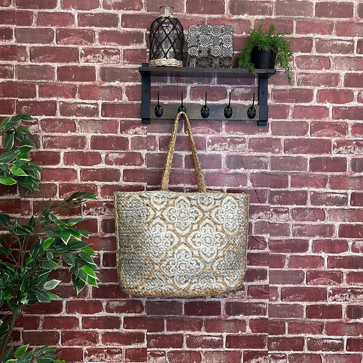 Luna Bag - Jute tote bag with silver accents
