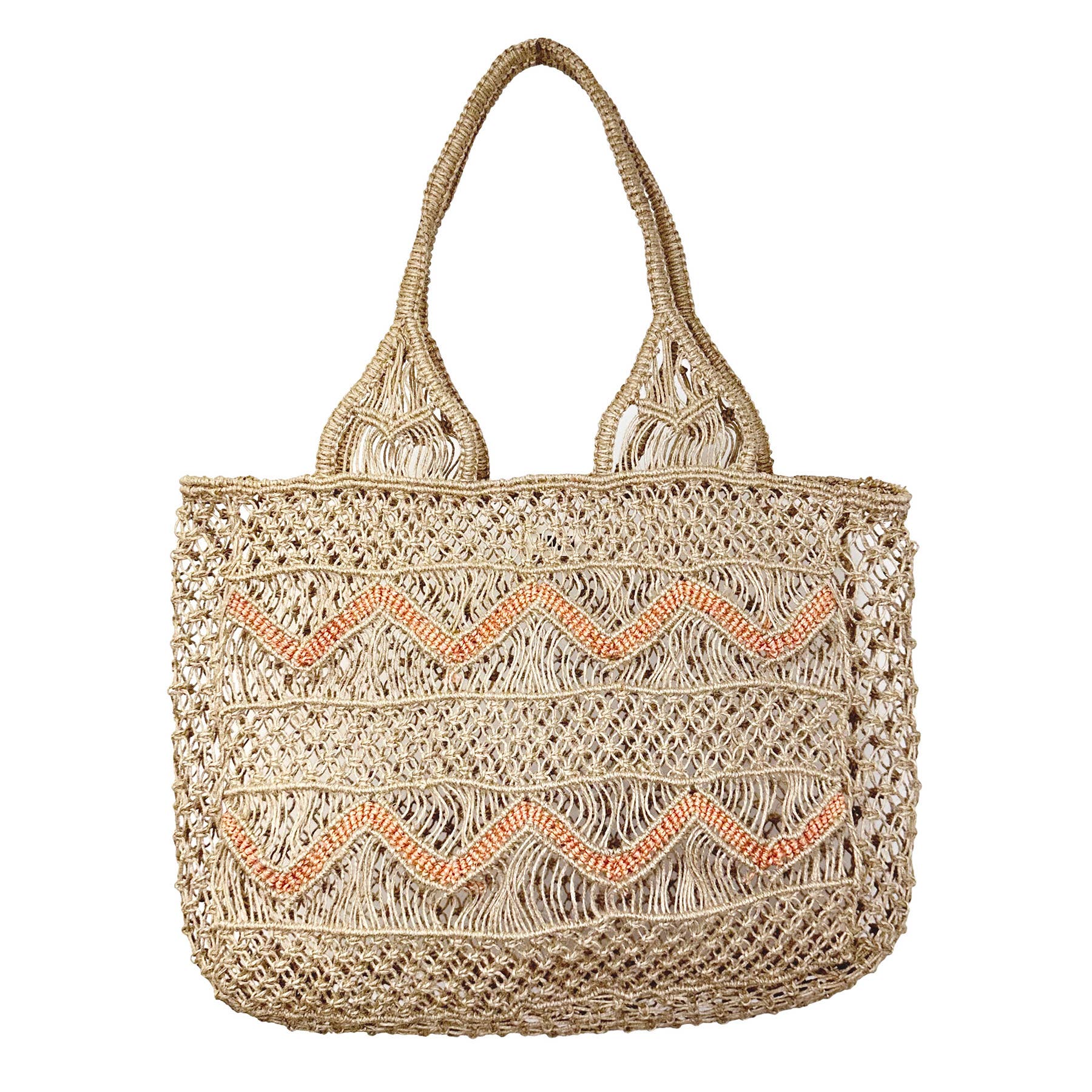 Leona Chevron Woven Jute Beach Bags