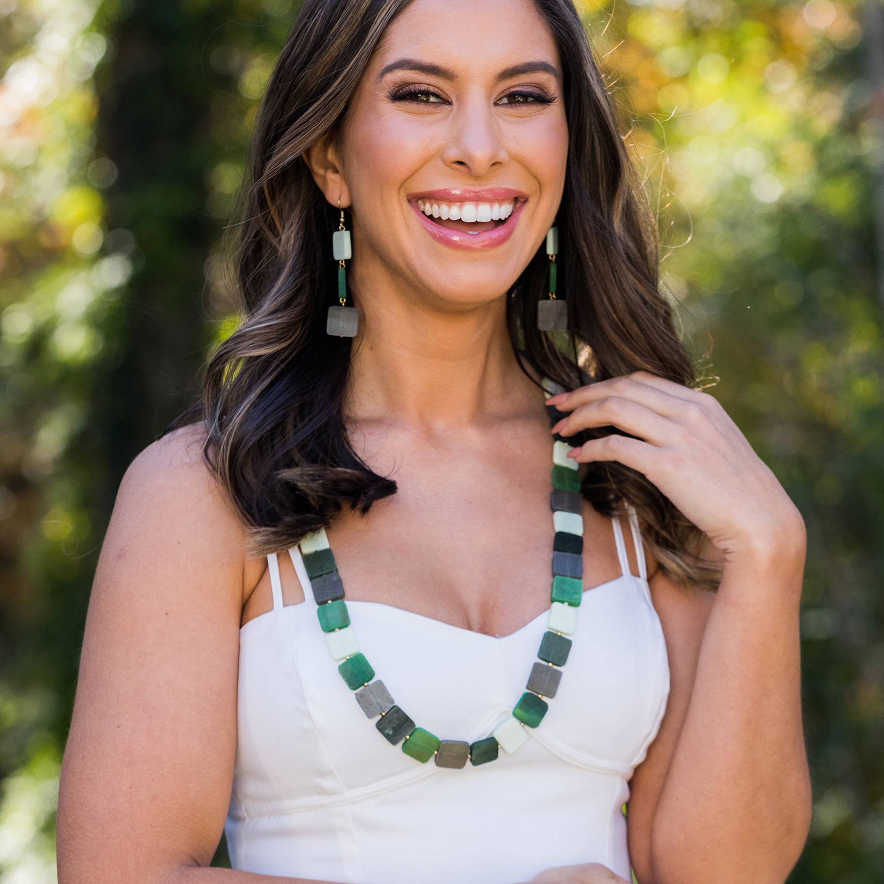 Omala Verdant Collection Necklace - Mixed Squares