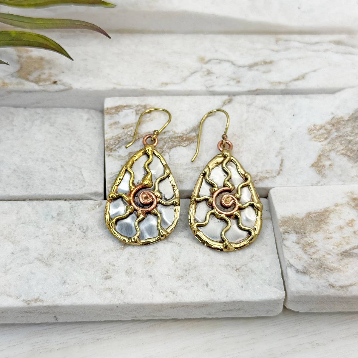 Handcrafted Mixed Metal Sun Earrings