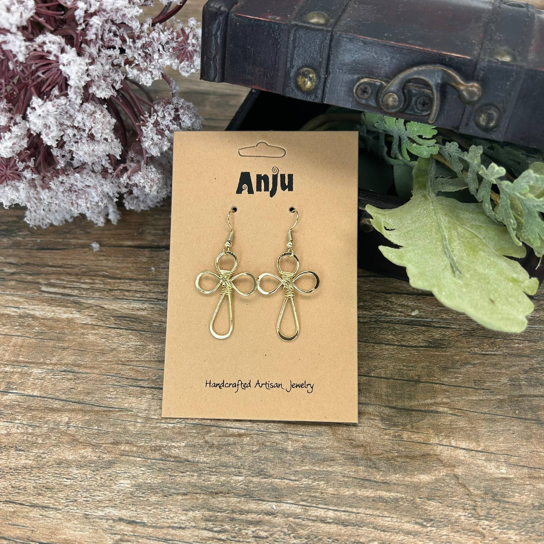 Gold Plated Earrings - Smaller Size Rounded Cross