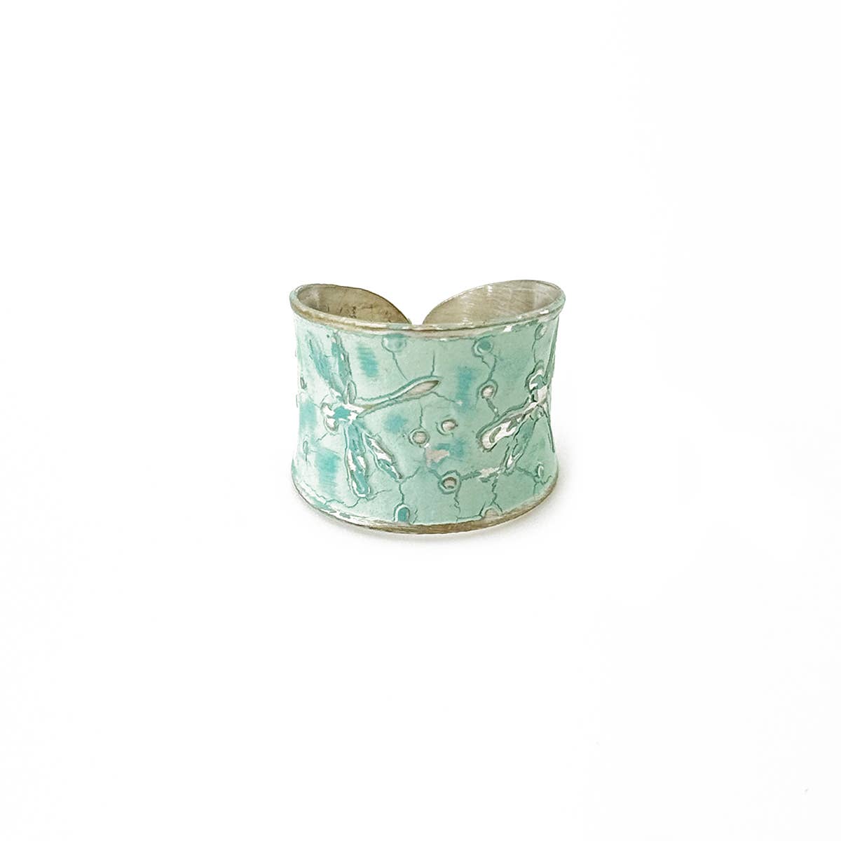 Handcrafted Mint Green Dragonfly Patina Ring