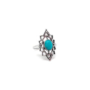 Tanvi Collection Ring - Silver Oval with Turquoise