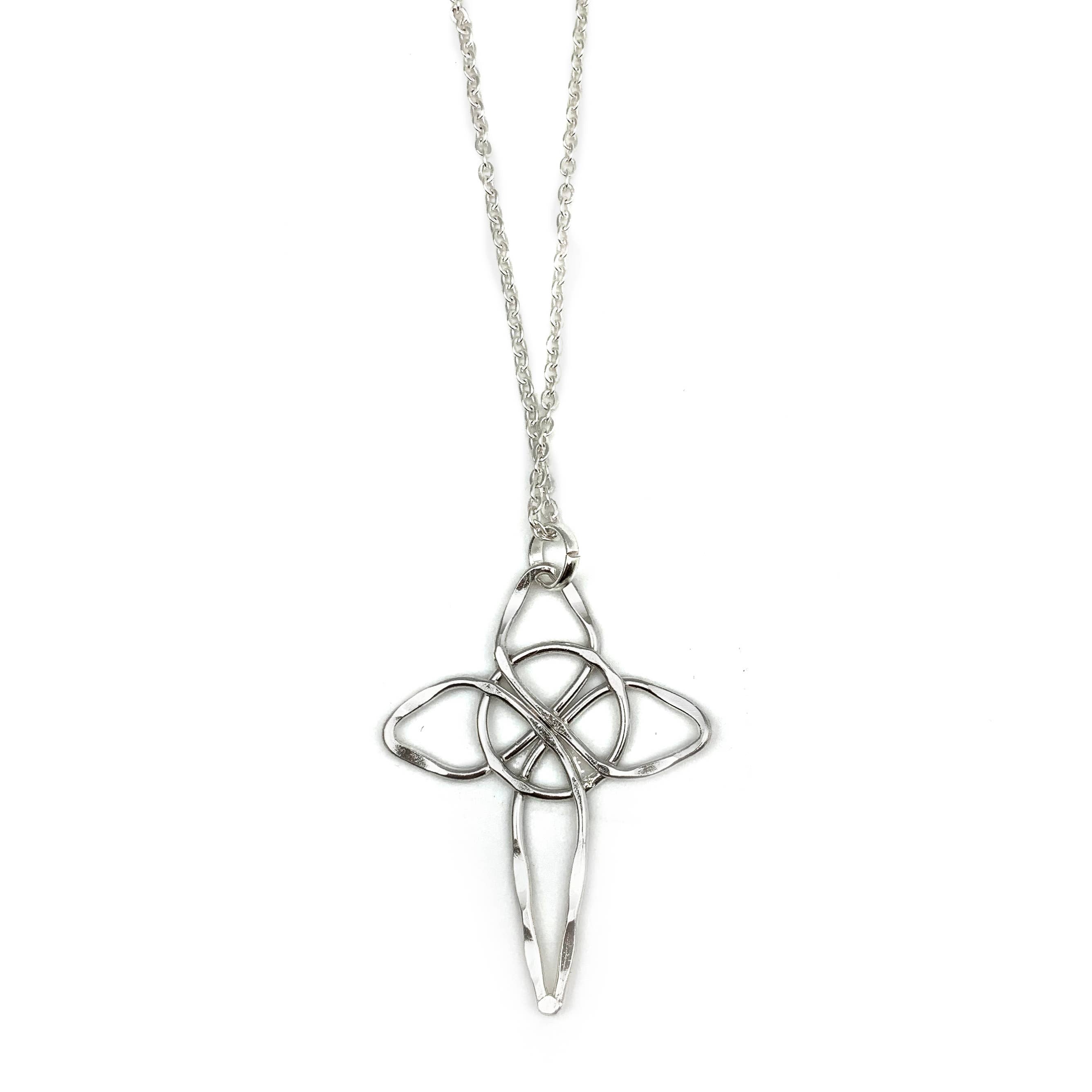 Silver Plated Pendant Necklace - Pointed Cross