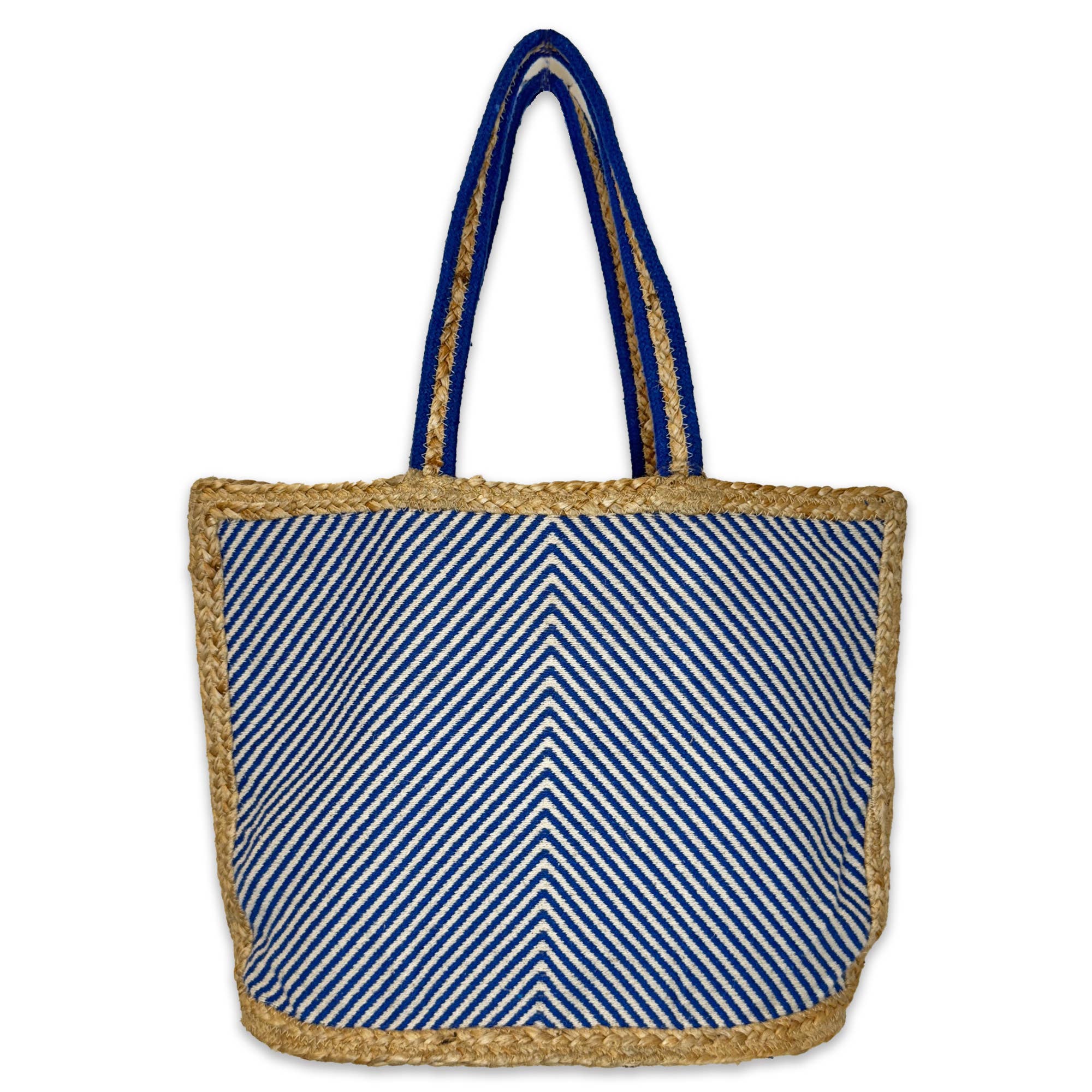 Anna Tote - Jute Tote with Denim Pattern