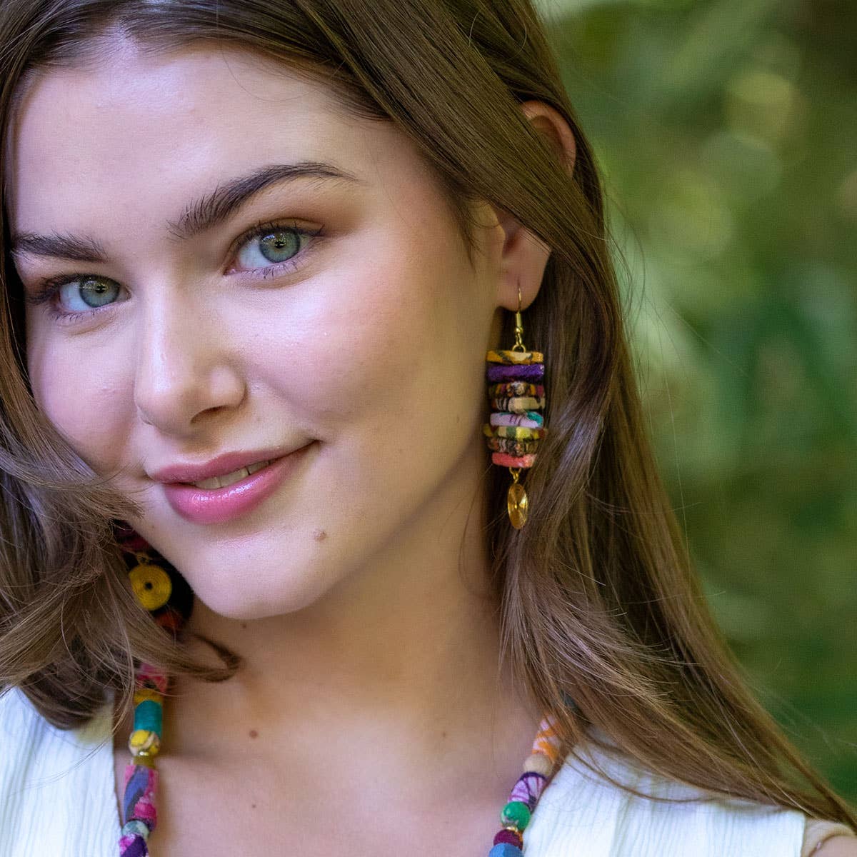 Aasha Stacked Triangle Swirls Earrings